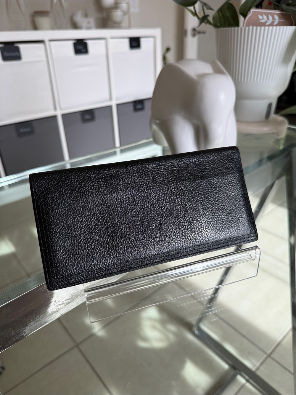Yves Saint Laurent Black Pebbled Leather Wallet
